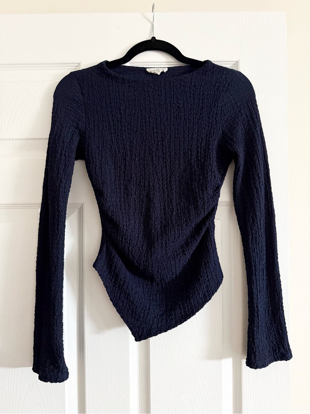 See You Monday Navy Textured Boatneck Top